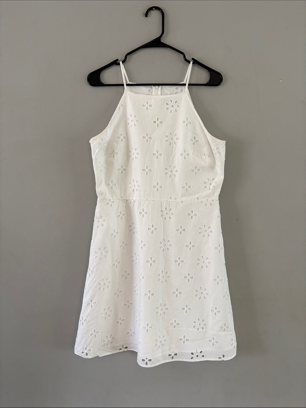 LOFT White Eyelet Spaghetti-Strap Cotton Mini Dress - Picture 2 of 8